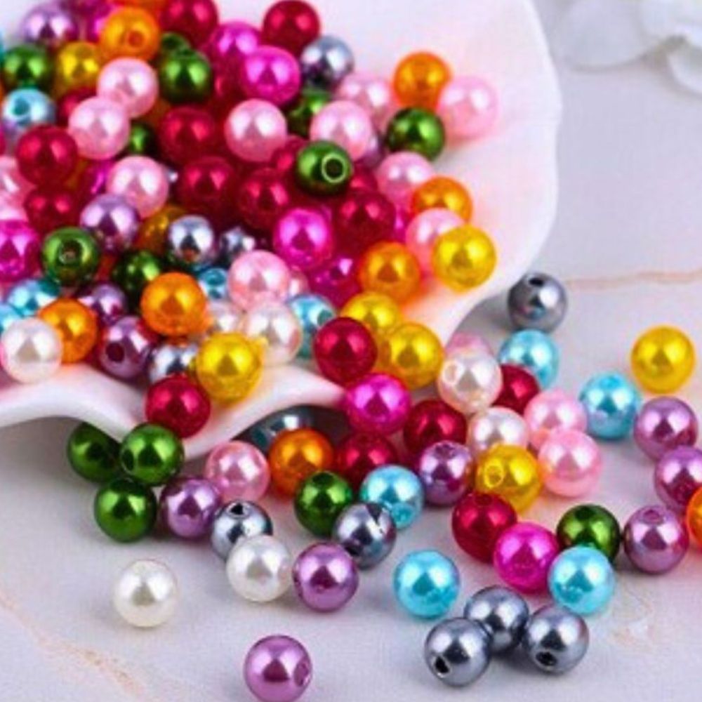 Pêrolas Abs 8mm Inteira 25gr com Furo Varias Cores