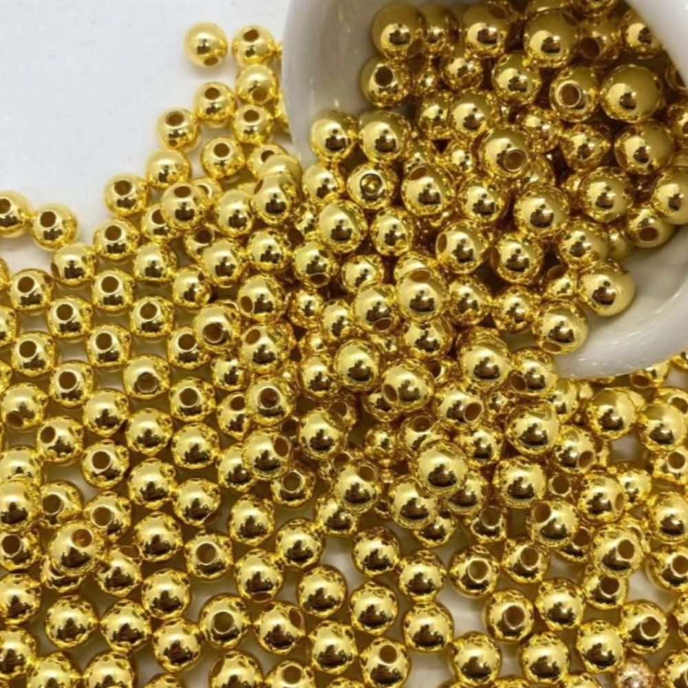 Pérolas Abs 6mm Dourado/Prata 20gr com Furo