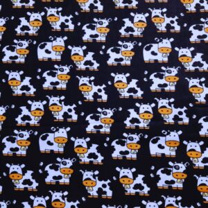 Tecido Tricoline Vaca Fundo Preto 100% Algodão 0,20×1,40