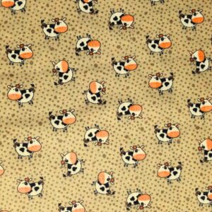 Tecido Tricoline Vaca Fundo Bege 100% Algodão 0,30×1,40
