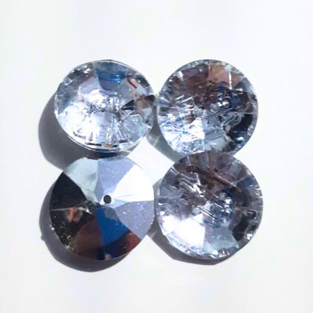 Botão de Cristal Transparente 20mm para Roupas