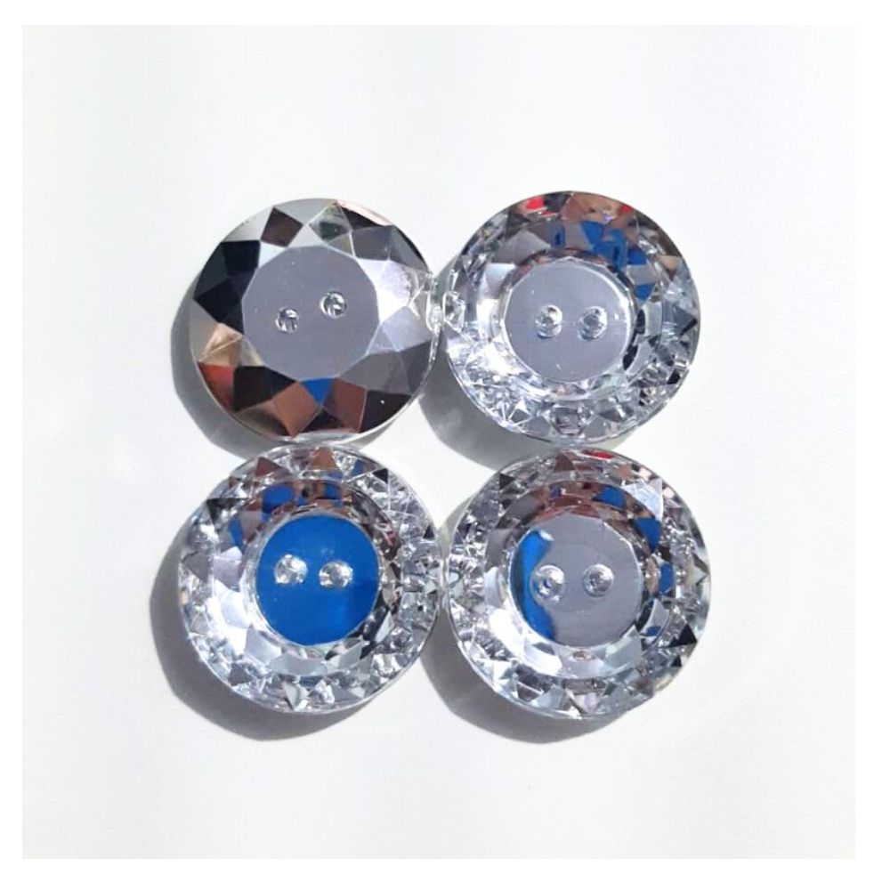 Botão de Cristal Transparente 28mm para Roupas e Artesanatos