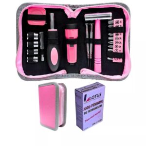 Kit de Ferramentas com Estojo 22 Peças Lotus Rosa