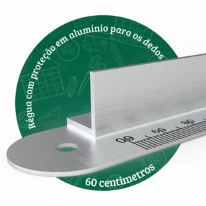 Régua Metal Com Proteção Para Dedos 60cm