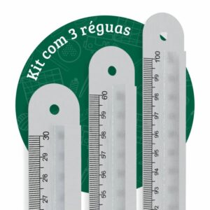 Kit 3 Réguas De Metal Com Proteção Dedos Inoxidável