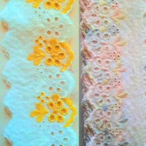 Bordado Inglês Bordada Multicores 6cm 1m Poliéster