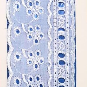 Bordado Inglês Laíse 7,5cm 1m Passa Fita