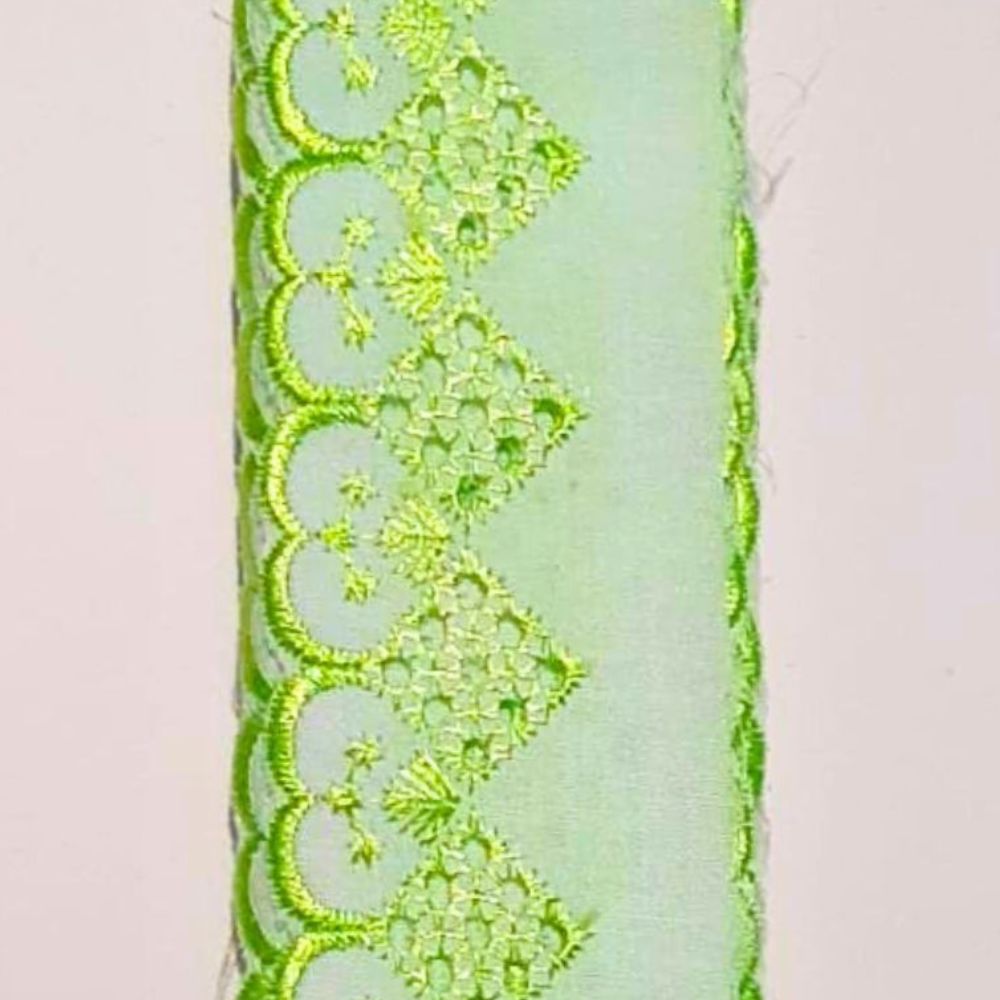 Bordado Inglês Laíse Verde 5cm 1m Elegante