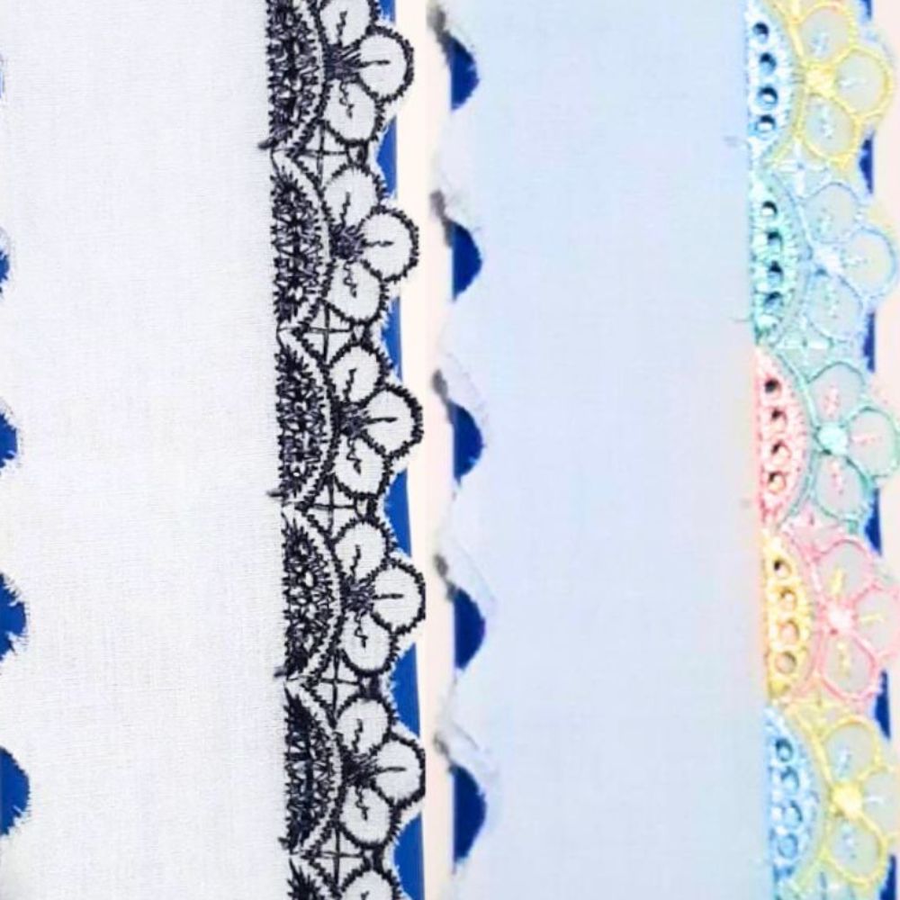 Bordado Inglês Preto e Branco e Colorido 5,5cm 1m