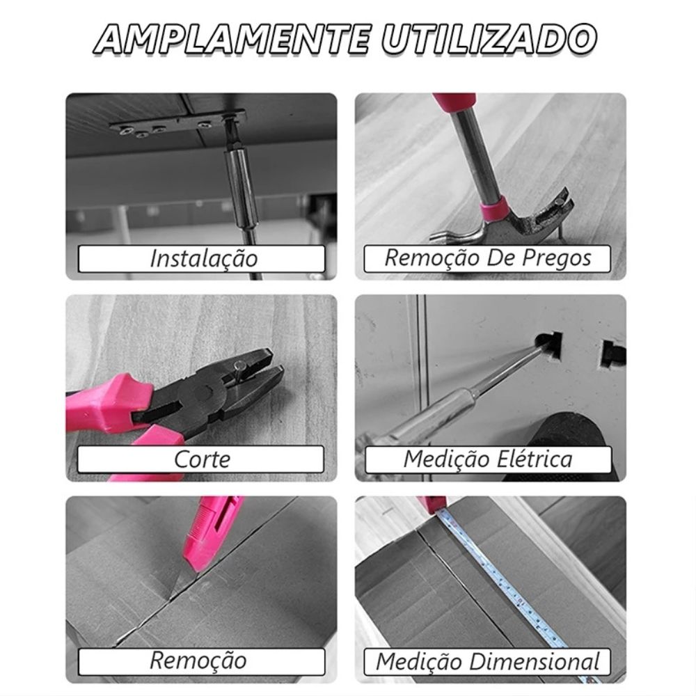 Kit de Ferramentas com Estojo 13 Peças Lotus Rosa