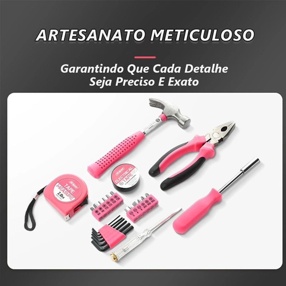 Kit de Ferramentas com Estojo 13 Peças Lotus Rosa