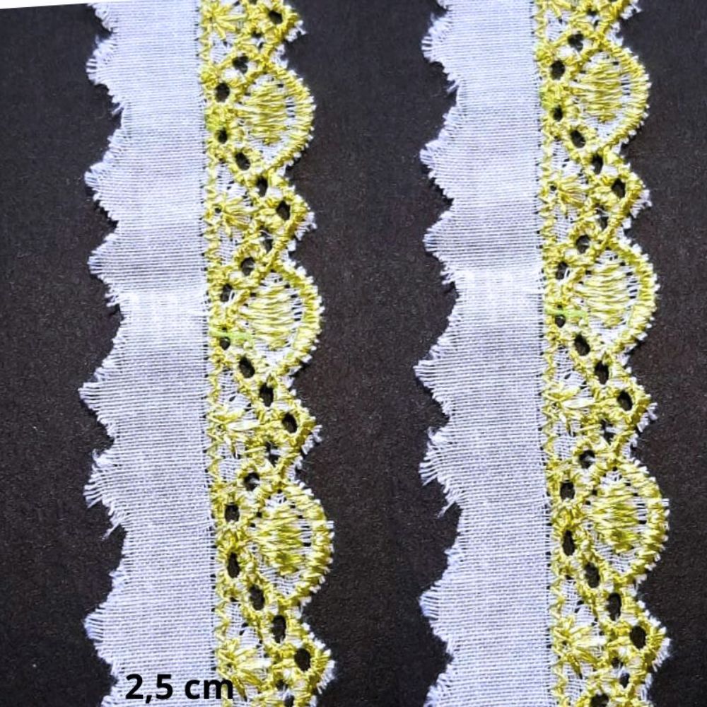 Bordado Inglês Tira Bordada 2,5cm Poliéster por Metro