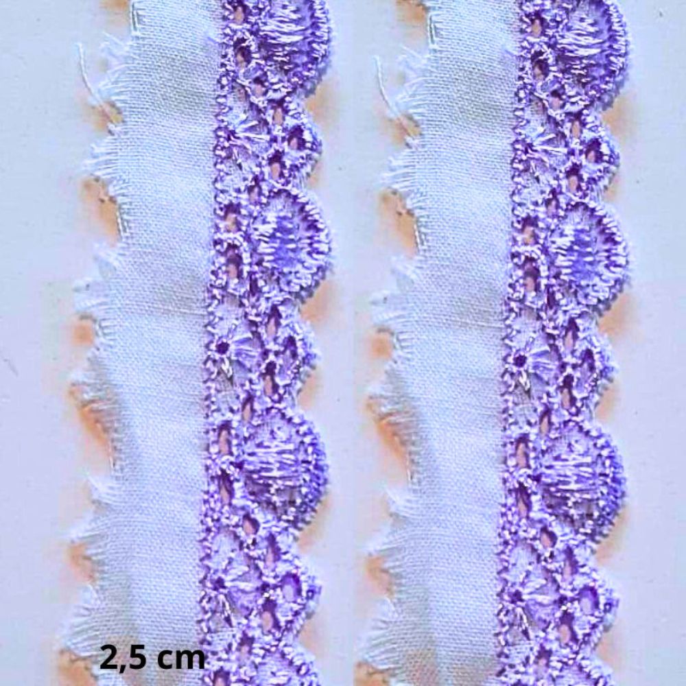 Bordado Inglês Tira Bordada 2,5cm Poliéster por Metro