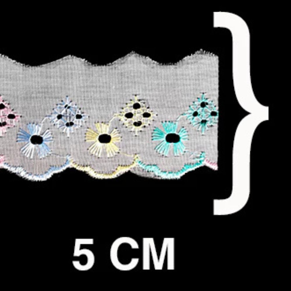 Bordado Inglês Bicolor Laise CTB 134 5cm Peça 13,70m