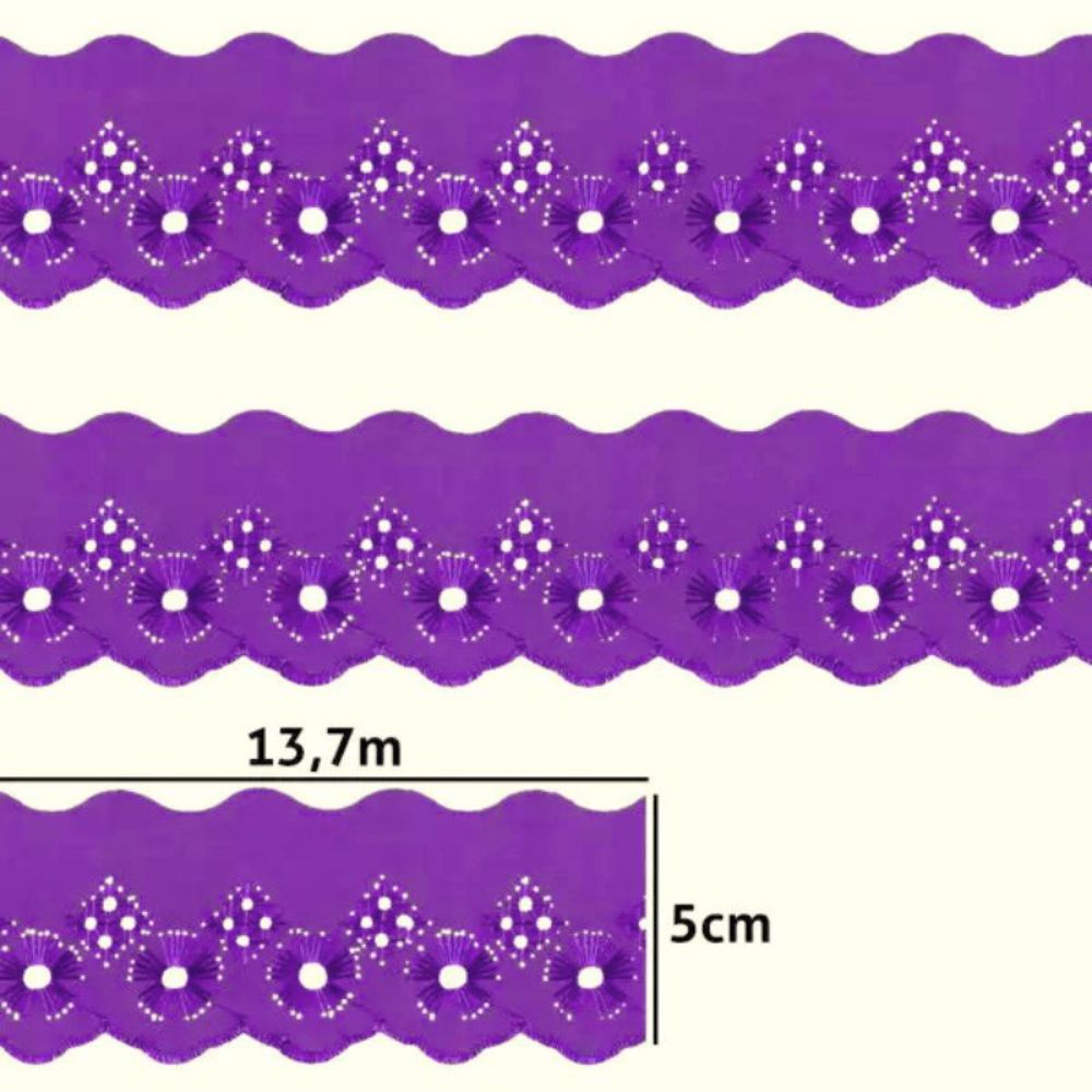 Bordado Inglês Laise 5cm Poliéster CTB 134-50 por Metro
