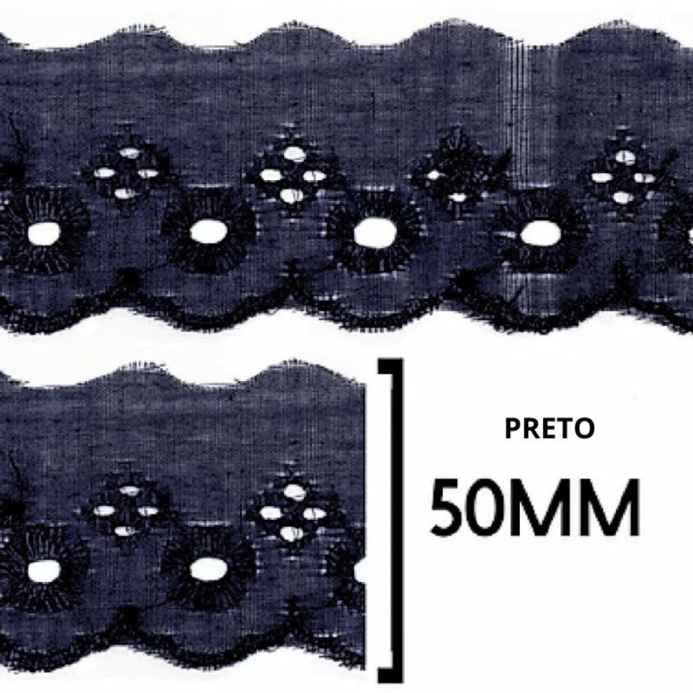 Bordado Inglês Laise 5cm Poliéster CTB 134-50 por Metro
