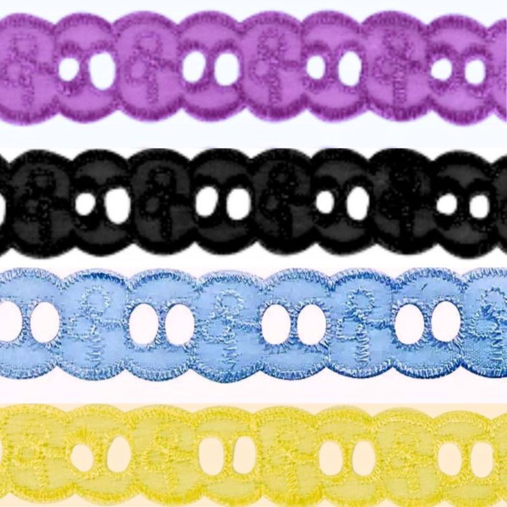 Bordado Inglês Passa Fita 25mm por Metro Ref: Ctl-102