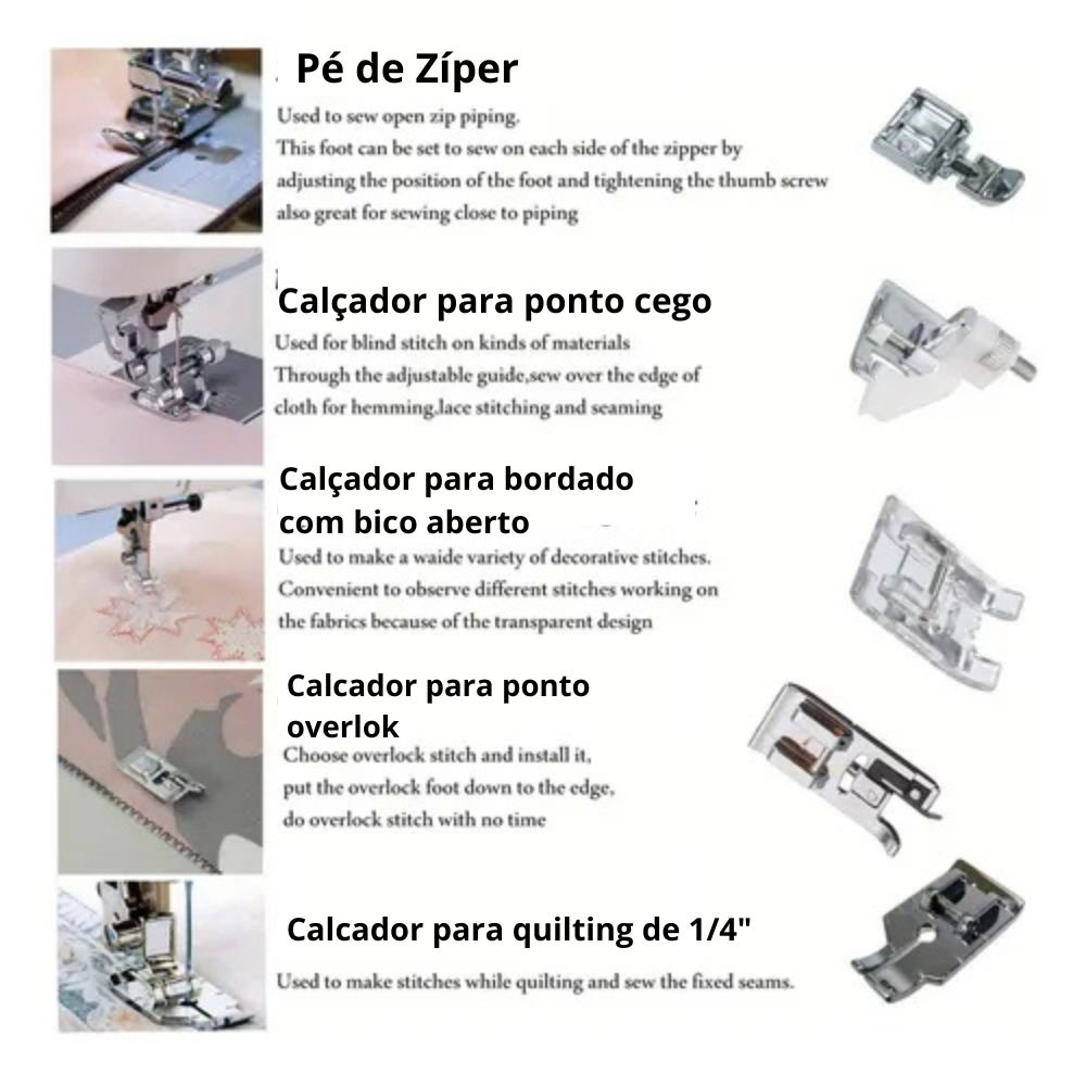 Conjunto 11 Peças Calcadores Máquina Costura Snap-on