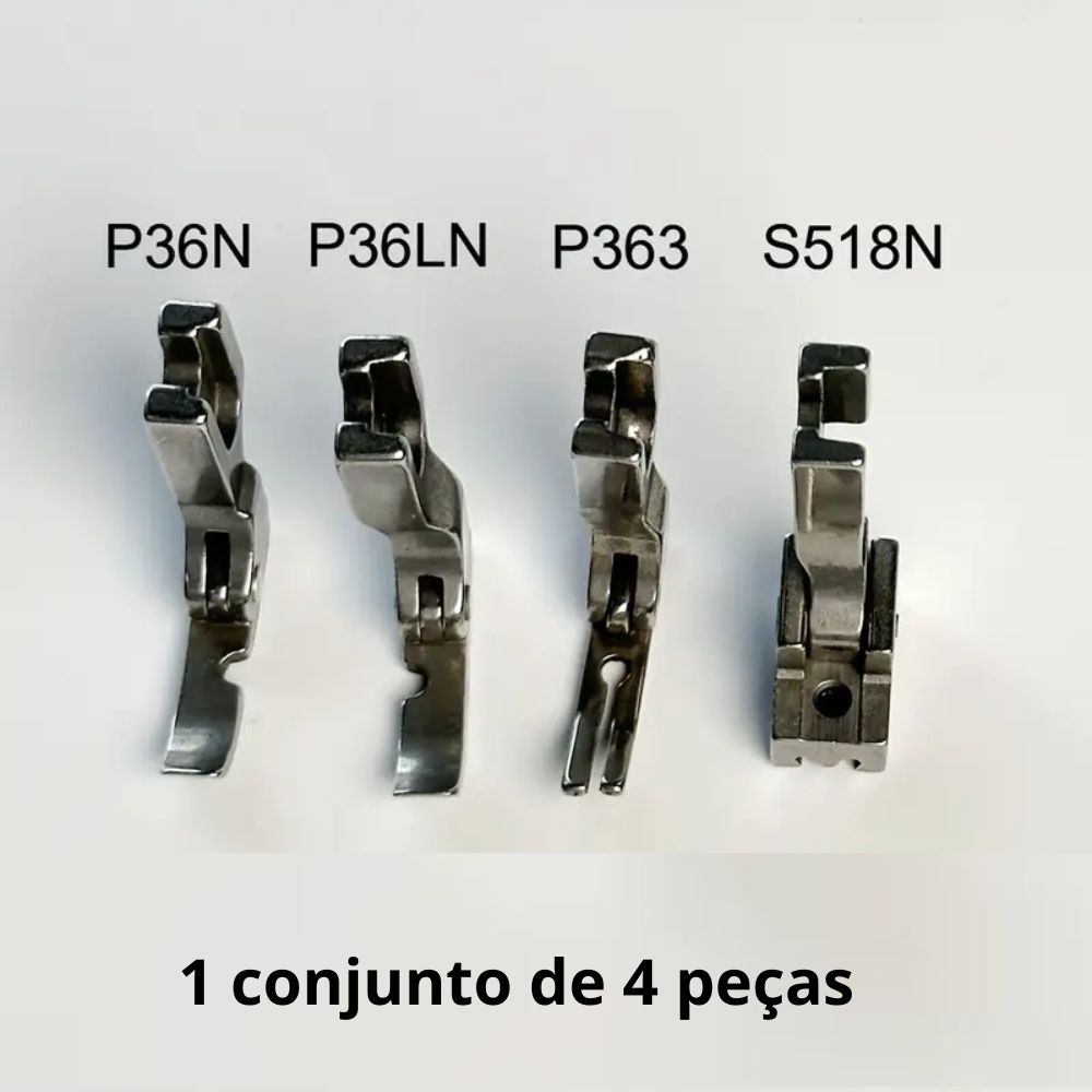 Conjunto de 4 Pés de Calcadores para Zíper Máquinas de Costura Industrial