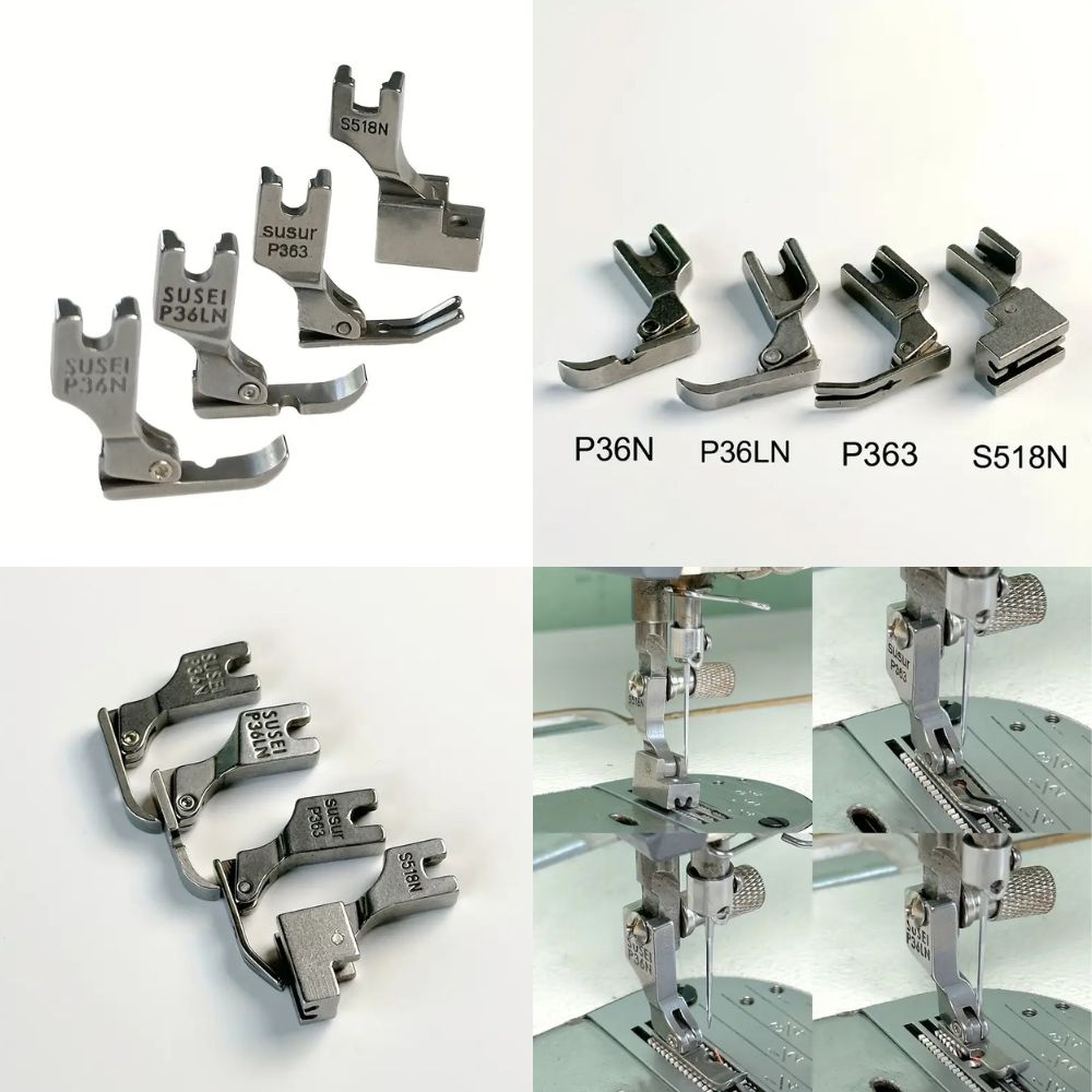 Conjunto de 4 Pés de Calcadores para Zíper Máquinas de Costura Industrial