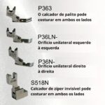 Conjunto de 4 Pés de Calcadores para Zíper Máquinas de Costura Industrial