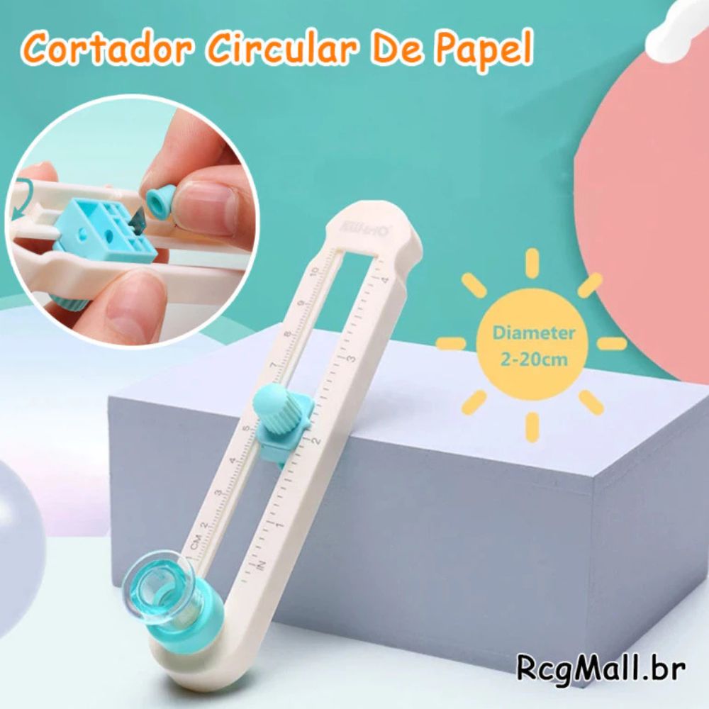 Cortador De Papel Circular Ajustável Guilhotina Portátil 2-20cm