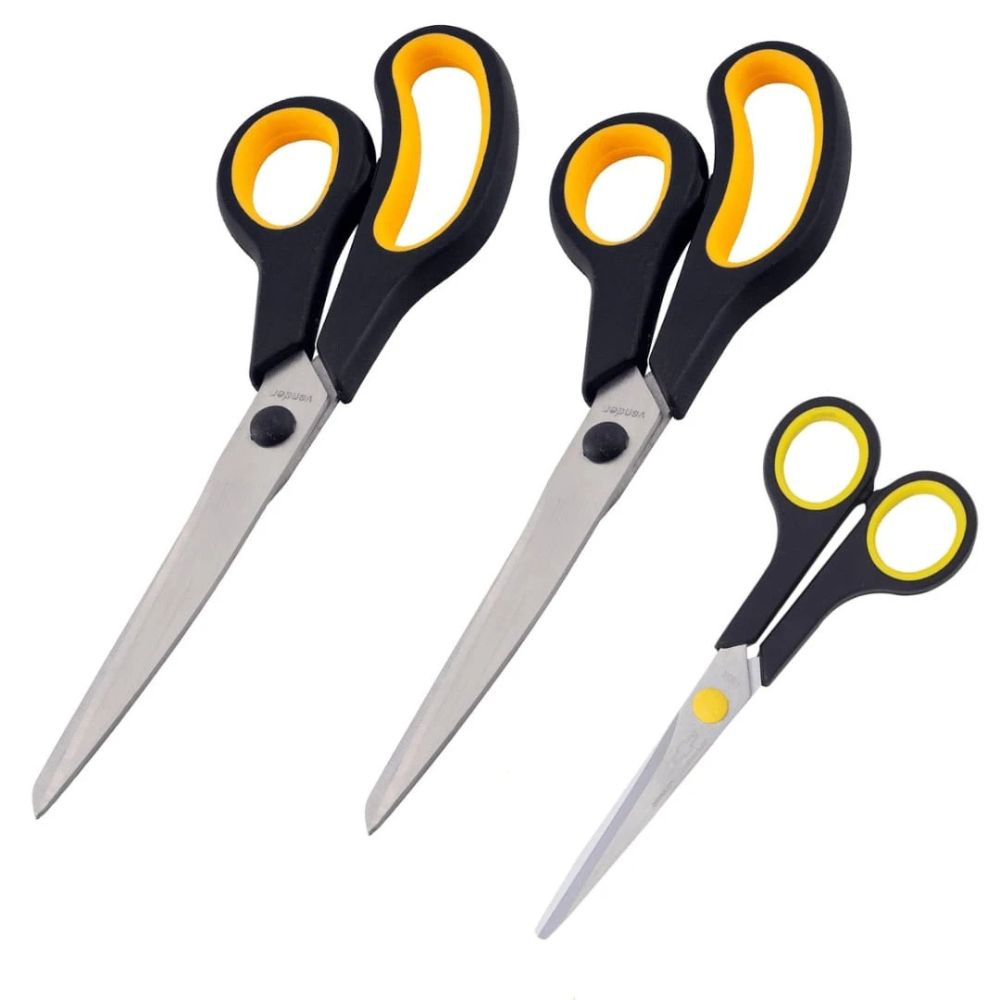 KIT 3 Tesouras Em Aço Inox Corte Costura Artesanato Domestico e profissional