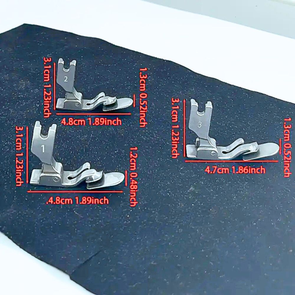 Kit 3 Pé Calcador Dobrável Rolante em Forma de Arco, Borda e Cintura de Saia