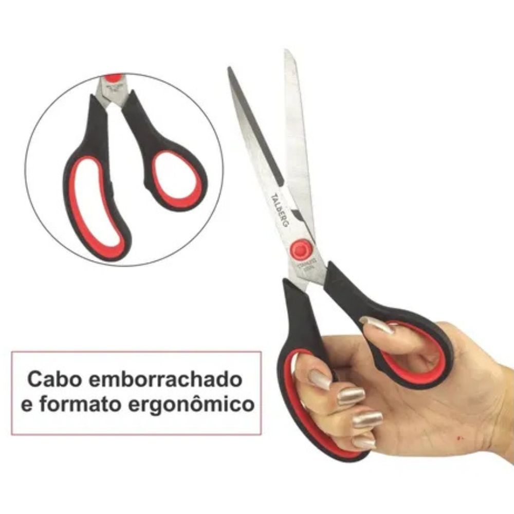 Kit 3 Tesoura Multiuso Basic Original Aço Cabo Emborrachado
