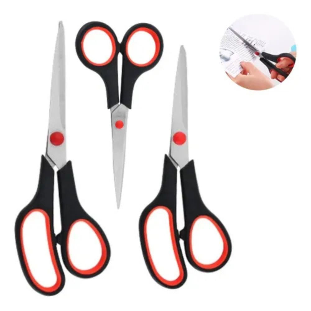 Kit 3 Tesoura Multiuso Basic Original Aço Cabo Emborrachado