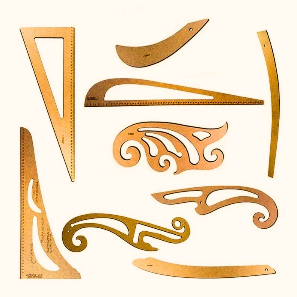 Kit 9 Réguas Corte Costura Curva Francesa Mdf Decotes Alfaiate