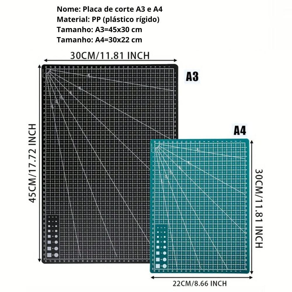 Base De Corte Dupla Face Patchwork Artesanato e Costura Várias Cores - A3 A4 A5