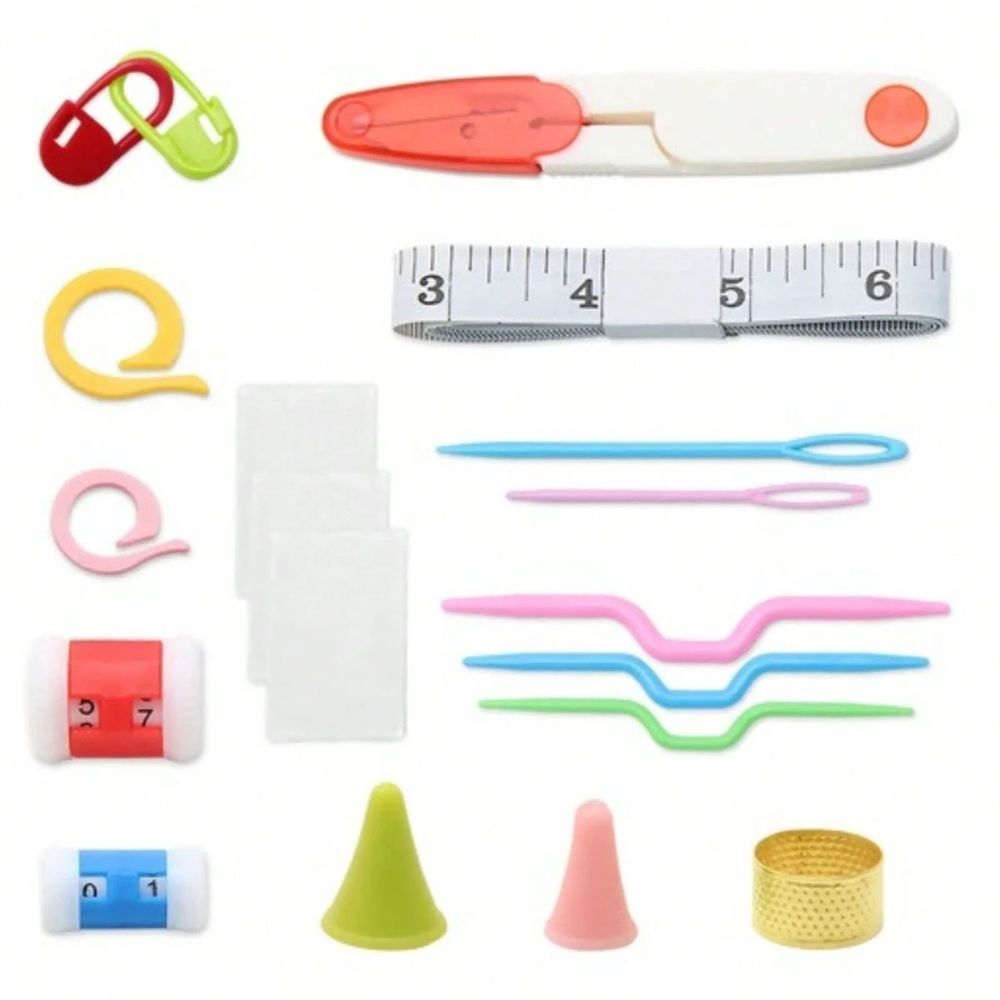 Kit Crochê Com 16 Agulhas Acessórios e Caixa Organizadora