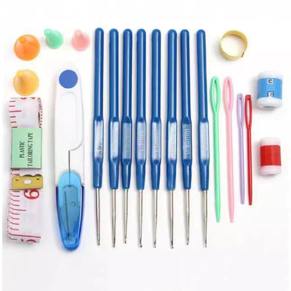 Kit Crochê Com 16 Agulhas Acessórios e Caixa Organizadora