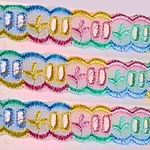 Passa Fita Bordado Inglês Multicolor 2,5cm por Metro