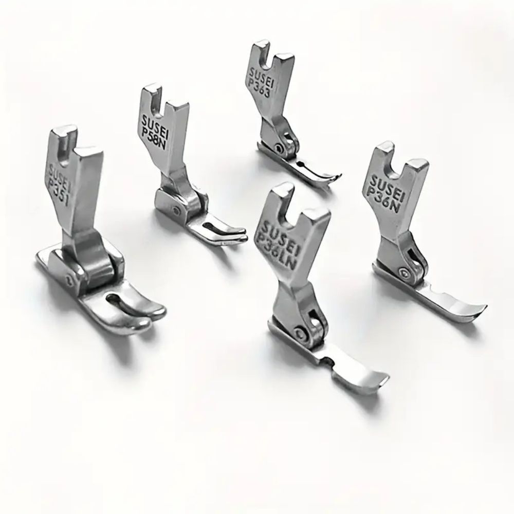 Pé Calcador Plano De Máquina De Costura Industrial De 5 Peças Em Aço