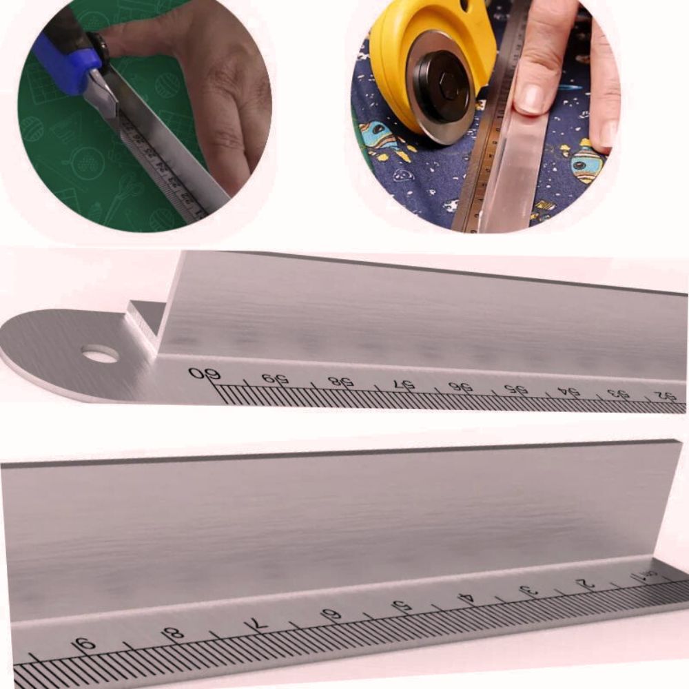 Régua Metal Com Proteção Para Dedos 60cm