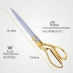 Tesoura Uso Profissional Dourada para Costureira Tapeceiro Forjada Alfaiate Crina 9,5 Polegadas 24cm