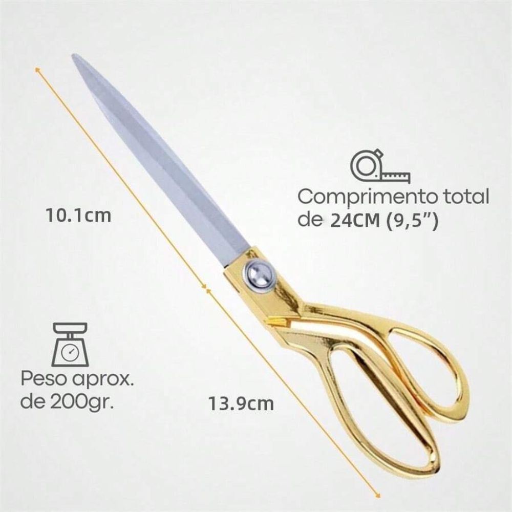 Tesoura Uso Profissional Dourada para Costureira Tapeceiro Forjada Alfaiate Crina 9,5 Polegadas 24cm