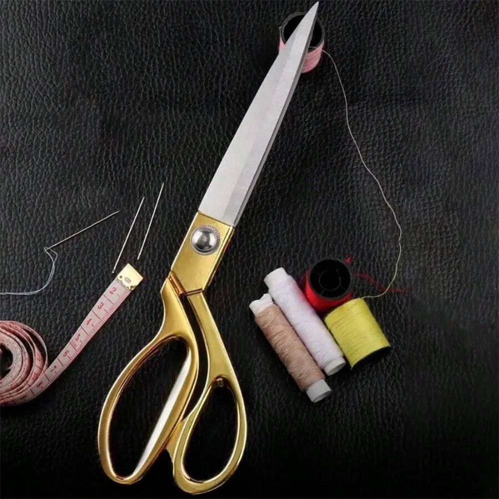 Tesoura Uso Profissional Dourada para Costureira Tapeceiro Forjada Alfaiate Crina 9,5 Polegadas 24cm