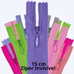 Zíper Invisivel Nylon Fixo Fino 15 cm 06 Unidades - Kit para Roupas e Saias