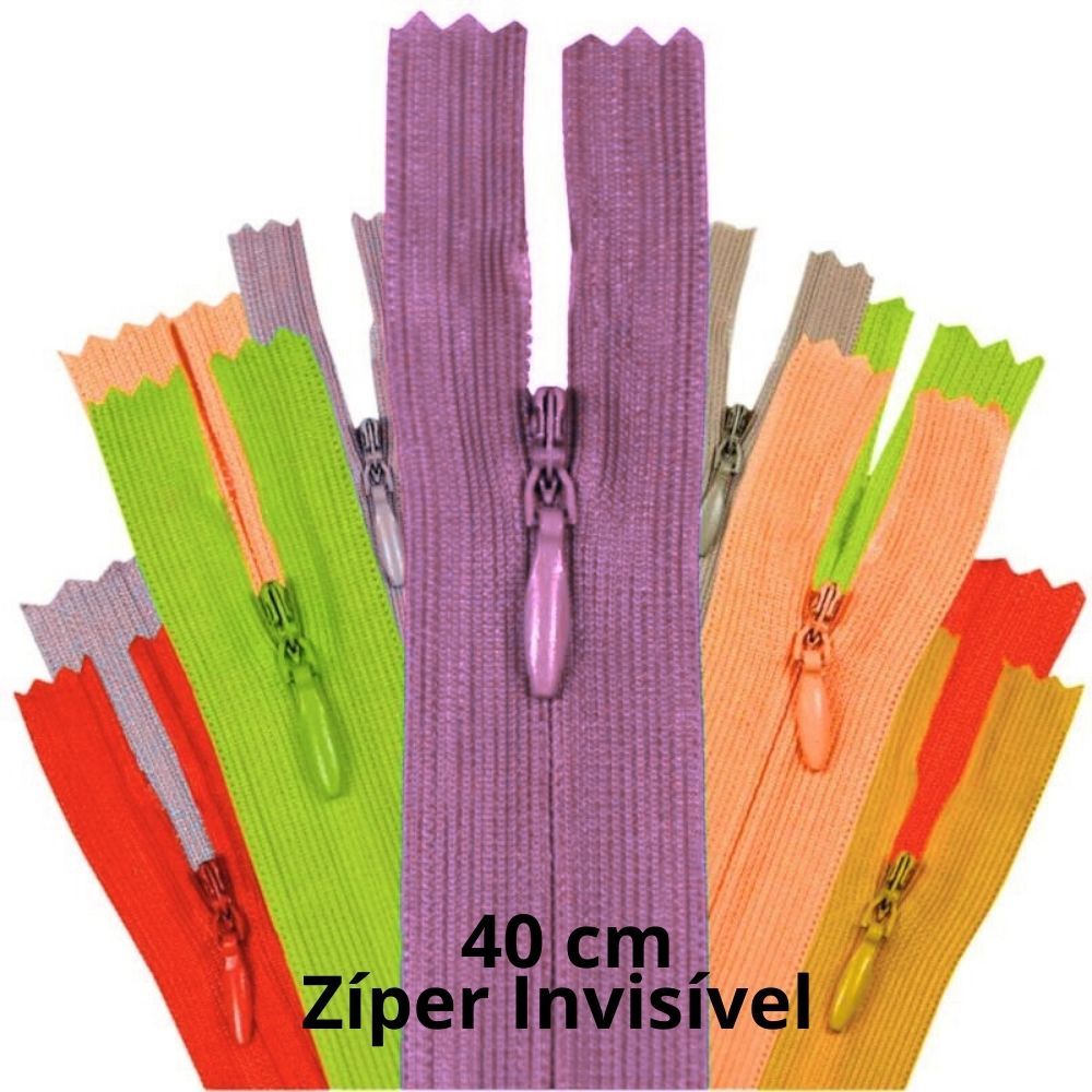 Zíper Invisivel Nylon Fixo Fino 15 cm 06 Unidades - Kit para Roupas e Saias