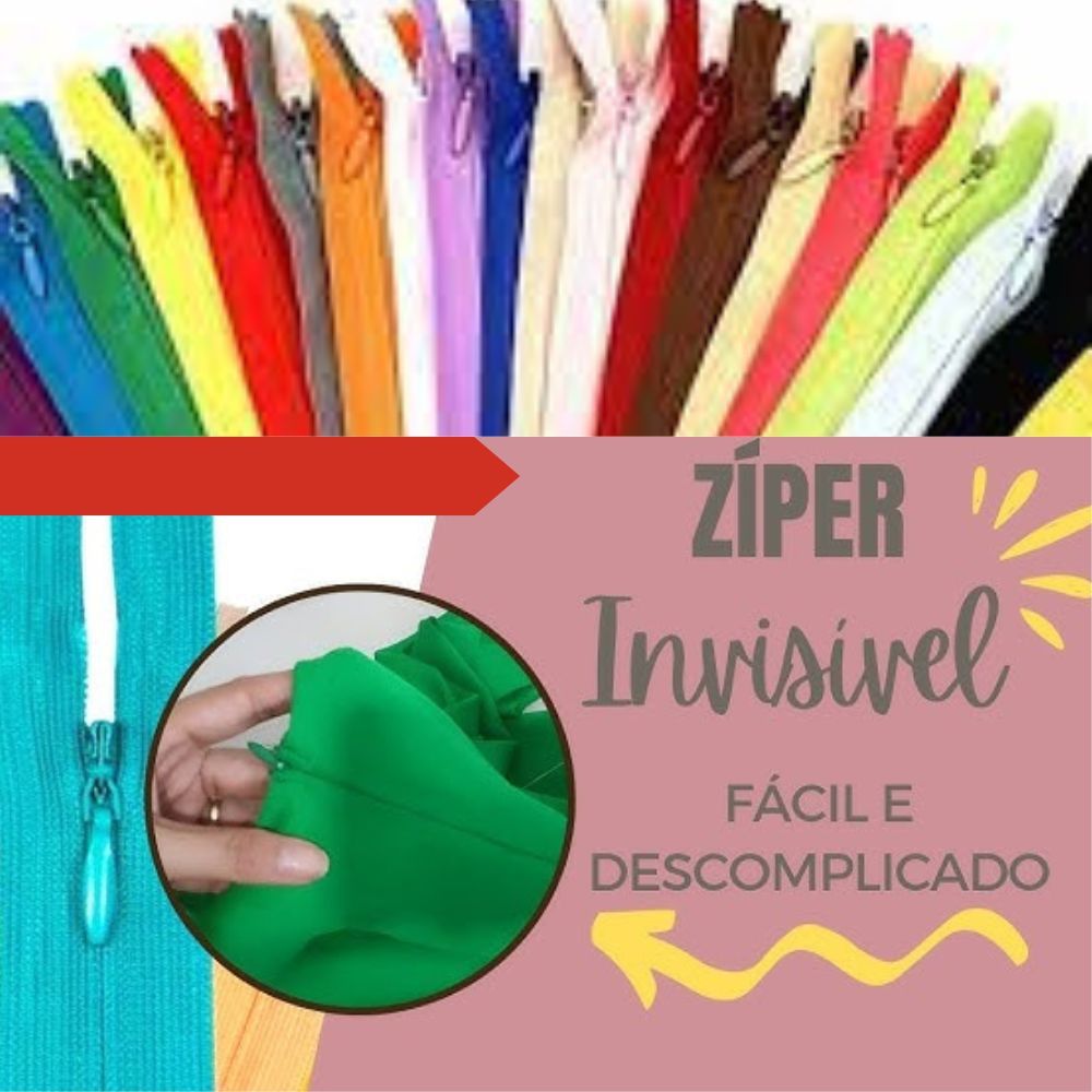 Zíper Invisivel Nylon Fixo Fino 15 cm 06 Unidades - Kit para Roupas e Saias