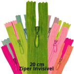 Zíper Invisivel Nylon Fixo Fino 15 cm 06 Unidades - Kit para Roupas e Saias