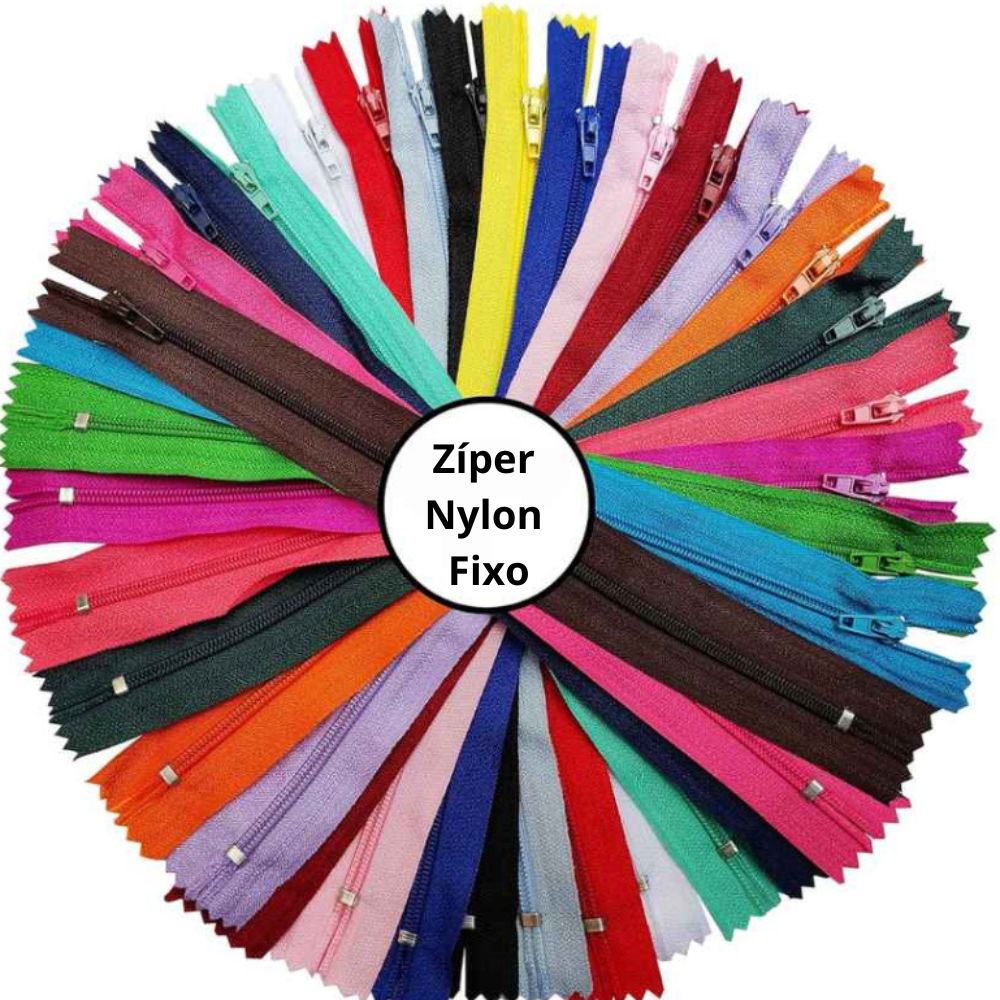 Zíper Nylon Comum Fixo Fino Cores Sortidas 06 Und Poliéster