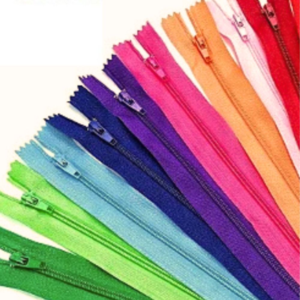 Zíper Nylon Comum Fixo Fino Cores Sortidas 06 Und - Kit Essencial de Costura