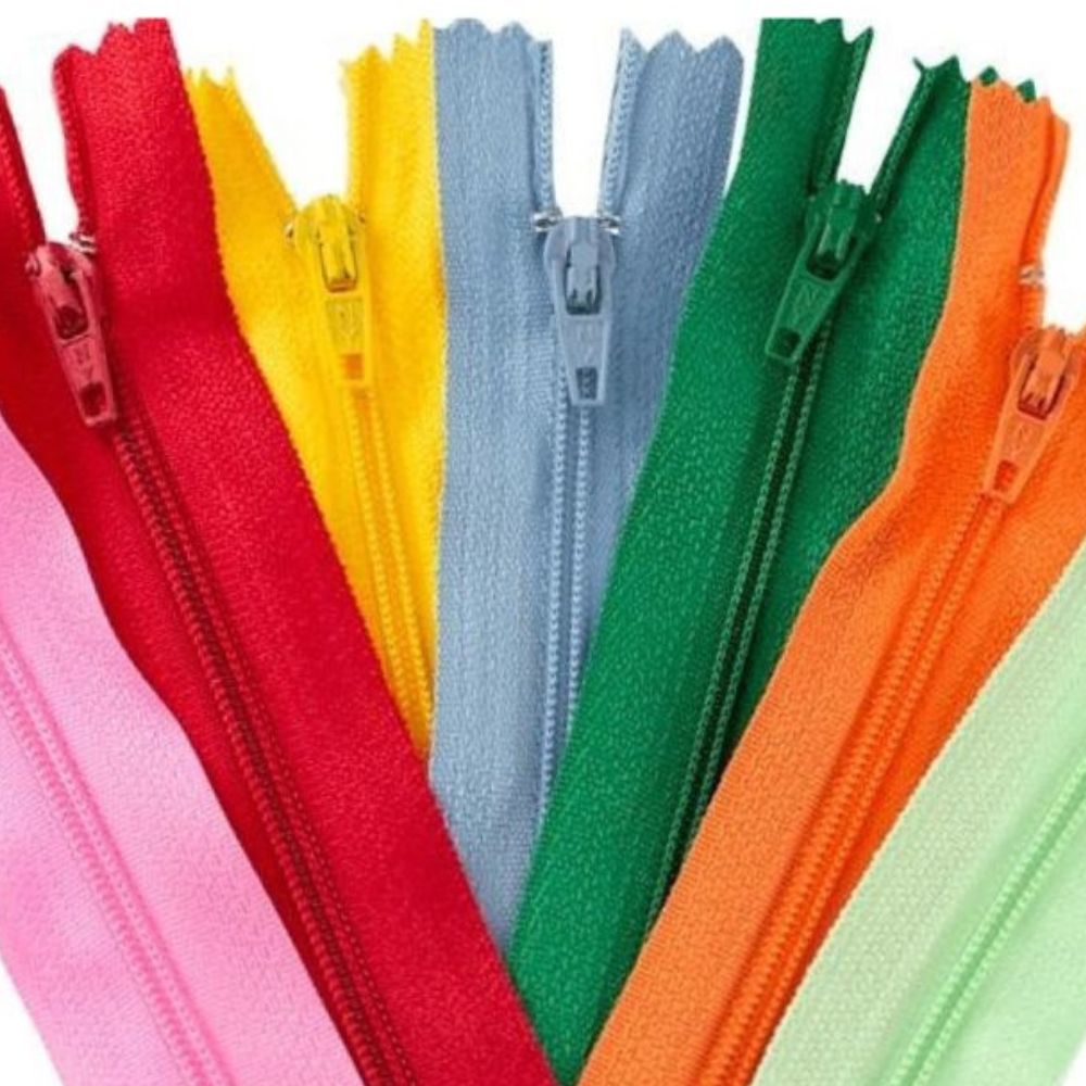 Zíper Nylon Comum Fixo Fino Cores Sortidas 06 Und - Kit Essencial de Costura