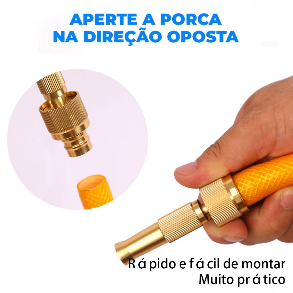Bico De Mangueira Pistola Spray De Água Alta Pressão Esguicho Regulável Lavo Jato - Conector Latão
