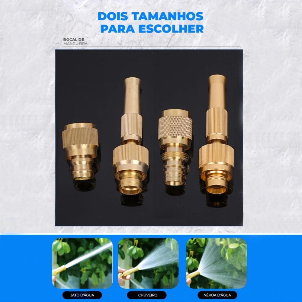Bico De Mangueira Pistola Spray De Água Alta Pressão Esguicho Regulável Lavo Jato - Conector Latão