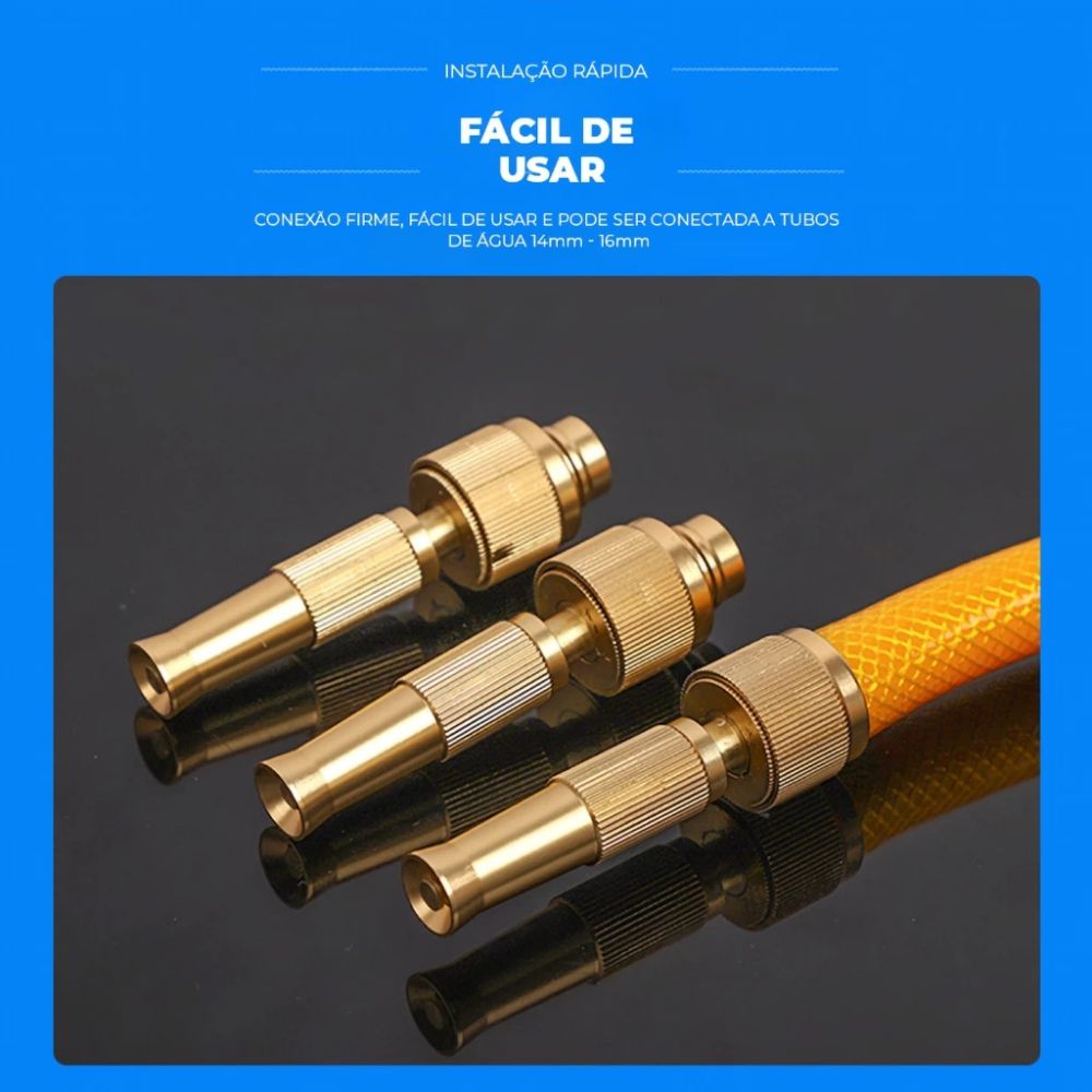 Bico De Mangueira Pistola Spray De Água Alta Pressão Esguicho Regulável Lavo Jato - Conector Latão